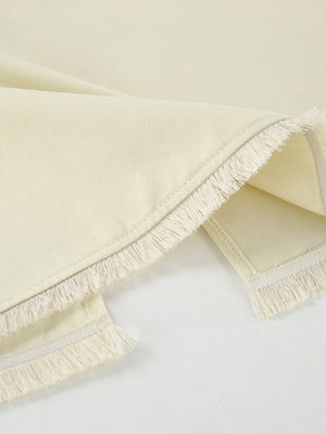 Chic cotton midi skirt in beige with frayed hem detail