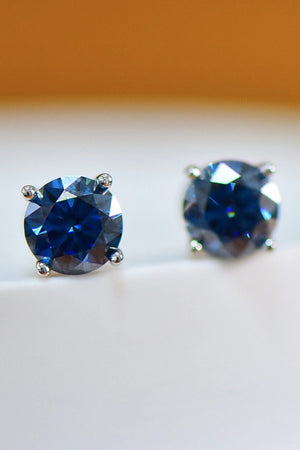 Blue sapphire stud earrings with platinum setting.