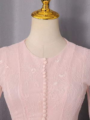 Lace Flare Sleeve Mini Dress in Pink, view 16