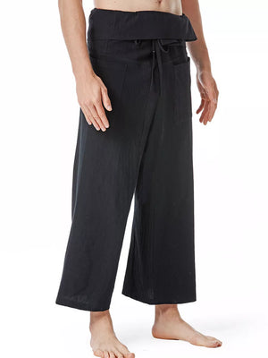 Men's Loose Fit Sweatpants With Tie Waist, fabric detail