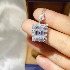 0.5 Carat Sterling Silver Geometric Necklace, model styling view
