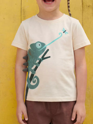 Children's Chameleon Insect Graphic T-shirt, front view
