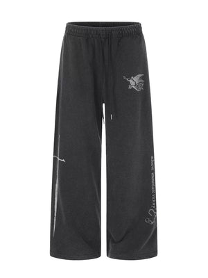 Men's Drawstring Wide-leg Sweatpants, front view