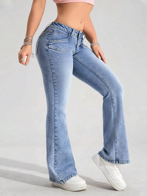 Washed Flare Leg Jeans, side view