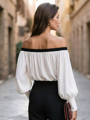 Off-shoulder Lantern Sleeve Blouse, side view