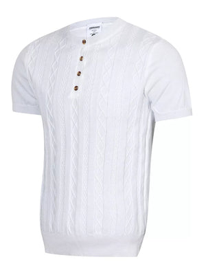 Men's Cable Knit Short Sleeve Top, side view