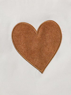 Baby girl outfit with brown corduroy heart applique on white top