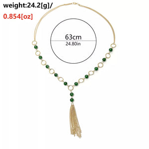 Elegant Tassel Pendant 18k Gold-plated Necklace in Gold, editorial view
