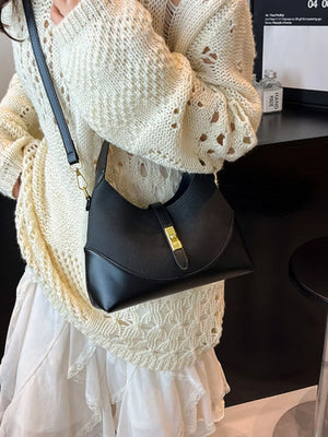 Pu Leather Crossbody Bag in Black, model styling view