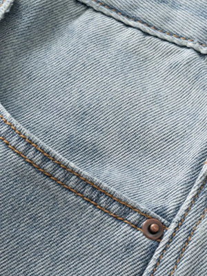 Men's Loose Fit Blue Jeans in Blue, back view