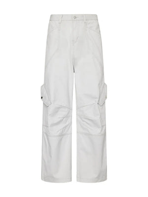Light Gray relaxed fit cargo sweatpants for men with multiple pockets and contrast stitching.