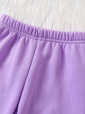 Lavender baby pants with elastic waistband detail