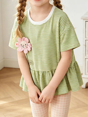 Charming striped peplum set for baby, comfortable cotton.