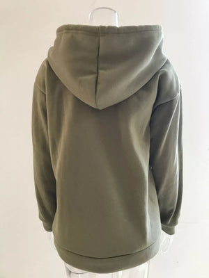 Full Size Kangaroo Pocket Drawstring Hoodie in Army Green, view 14