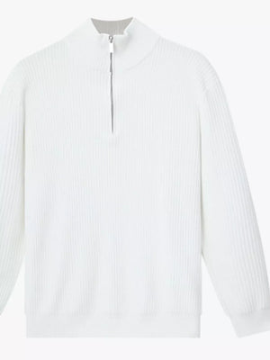 Men's Plus Size Ribbed Half-zip Sweater in Dark Brown, side view