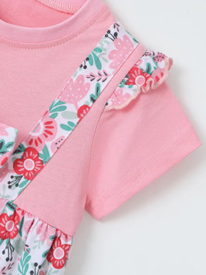 Children's Floral Print Bow Detail Dress, model styling view