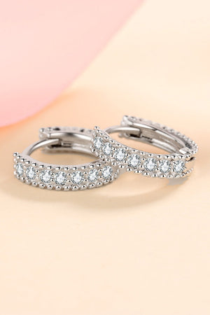 Silver hoop earrings with pavé and beaded details