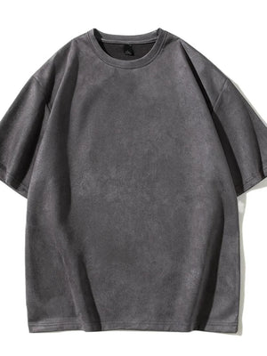 Men's oversized dark gray cotton t-shirt with a crew neck and short sleeves.