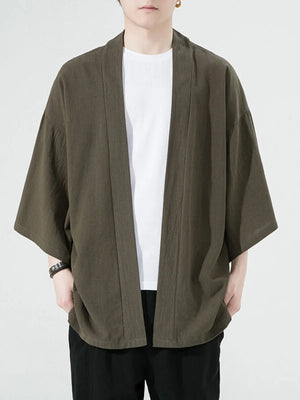 Oversized casual open front jacket in army green with wide sleeves and a relaxed fit.