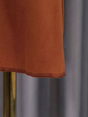 Brown maternity maxi dress hem detail with stitched edge