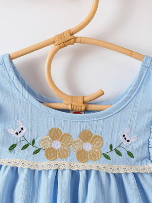 Children's Embroidered Ruffled Hem Dress, side view