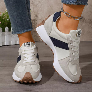 Round Toe Flats Sneakers in Beige, alternate angle