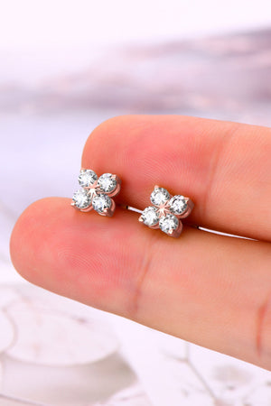 Four-stone stud earrings in sterling silver with crystal accents.