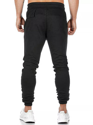 Men's Drawstring Slim Fit Joggers in Grey, back view