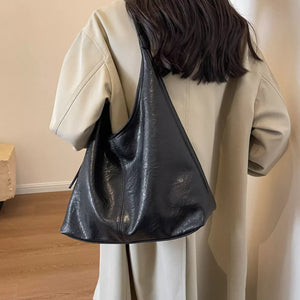 Adjustable Strap Shoulder Bag in Black, back view