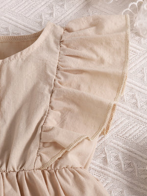 Apricot baby set with ruffled sleeves and button front detail