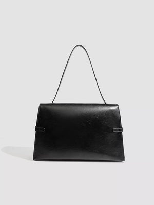 Black pu leather shoulder bag with buckle detail