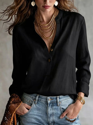 Button Detail Long Sleeve Shirt in Apricot, fit detail