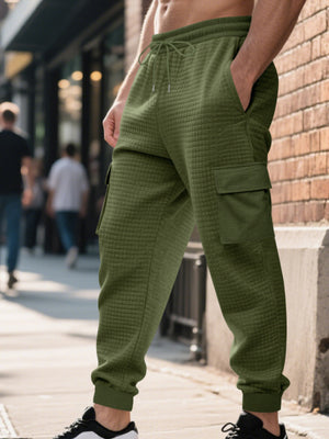 Men's Textured Cargo Joggers Plus Size, side view