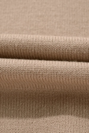 Colorblock trim balloon sleeve knit sweater in Dust Storm color, showing ribbed knit texture.