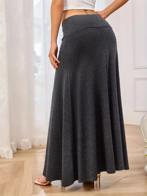Flowy Maxi Skirt With Wide Waistband, close-up detail