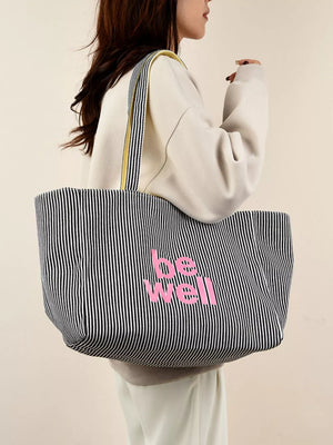 Striped Canvas Duffel Bag, fabric detail