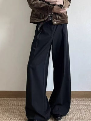 Black wide-leg men's sweatpants with a relaxed fit and pleated front.