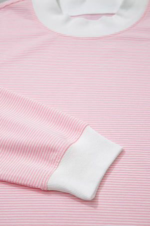 Striped Long Sleeve Top And Pants Set in Blush Pink, editorial view