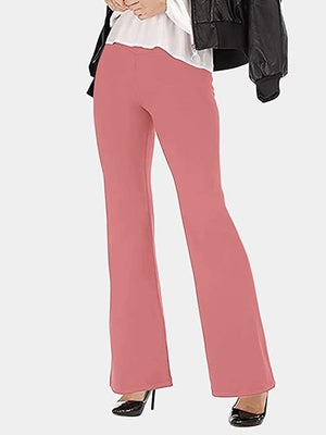 V-Waist flare leggings in Burnt Coral with a V-shaped waistband.