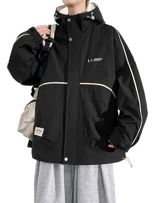 Men's Plus Size Contrast Trim Zip Up Jacket in Light Khaki, side view