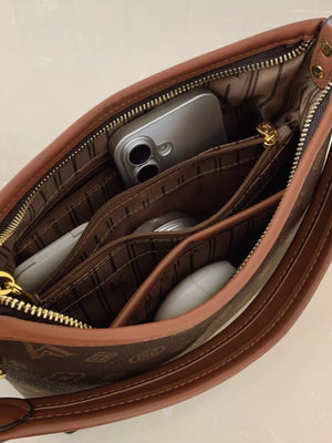 Monogram Pattern Shoulder Bag in Brown, model styling view