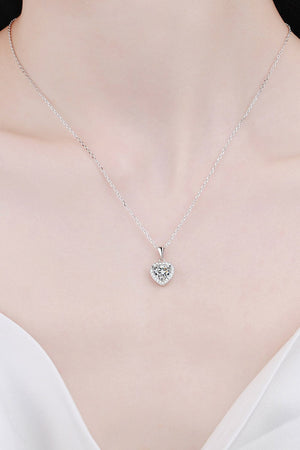 Silver heart cut halo pendant necklace on a fine chain, made of 925 sterling silver.