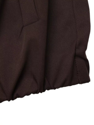 Zip Up Dropped Shoulder Jacket in Coffee Brown, fit detail