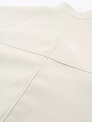 Elegant Stand Collar Open Front Outerwear in White, view 12