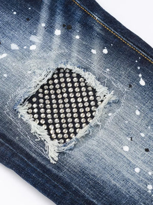 Men's Distressed Slim Fit Jeans, model styling view