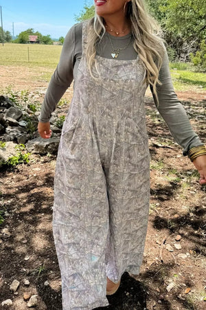 Camouflage Twist Ribbed Sleeveless Jumpsuit, fabric detail