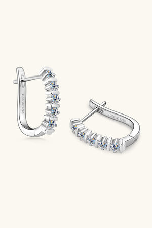 Silver pavé hoop earrings with moissanite stones, 18K gold-plated.