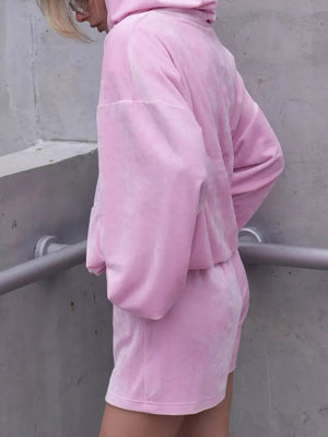Zip Up Hooded Outerwear And Shorts Set in Grey, view 18