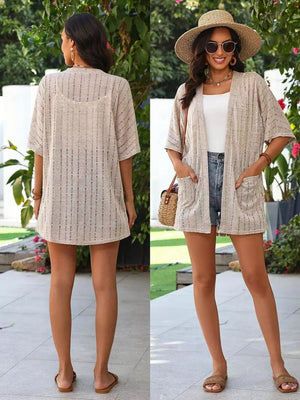 Openwork Open Front Cardigan, front view