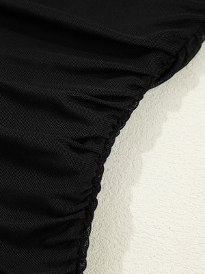 Black sheer mesh maternity shirt with ruched detail